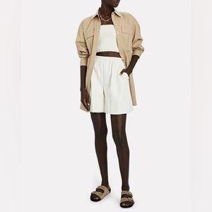 NWT STAUD Clark Shorts Vegan Leather White